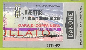 C2797- Vecchio BIGLIETTO PARTITA CALCIO 1994-95 JUVENTUS VS BAUMIT ADMIRA WACKER