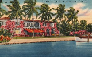 Vintage Postcard Low Tide Along Indian Creek Miami Beach Florida Eli Witt Cigar