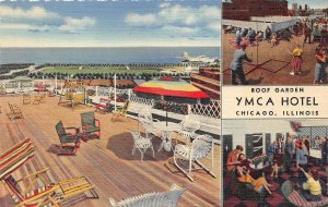 Chicago Illinois~YMCA Hotel~Roof Garden~Playing Games~Overlooking Lake~1940s