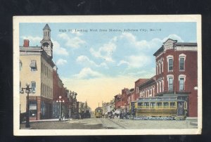 JEFFERSON CITY MISSOURI DOWNTOWN HIGH STREET SCENE VINTAGE POSTCARD MO.