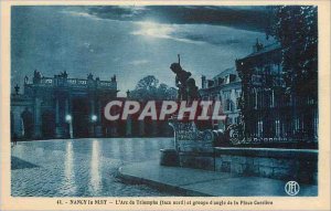 Old Postcard Nancy Night Arc de Triomphe (North Face) and Angle Group of Plac...