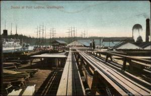 Port Ludlow WA Docks c1910 Postcard #2