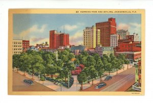 FL - Jacksonville. Hemming Park & Skyline ca 1935