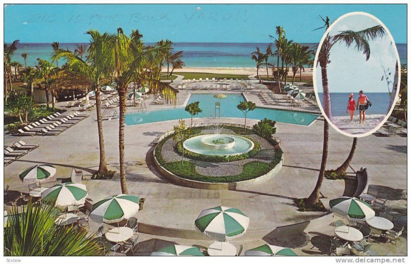 Swimming Pool, Water Fountain, View of Beach From Holiday Inn Resort, Bahamas...