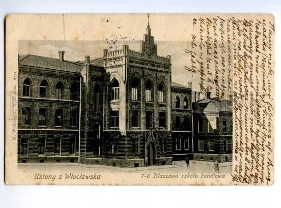 173442 POLAND Wloclawek Trade school Vintage postcard
