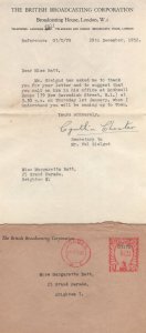 Personal Meeting With CBE Val Gielgud 1952 BBC Hand Signed Letter