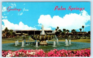 PALM SPRINGS, California CA ~ Fountains PALM SPRINGS AIRPORT c1960s Postcard