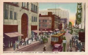 12318 Trolleys at Shopping District, St. Catherine Str West, Montreal 1951