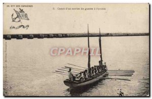 Postcard Old Boat Canoe d & # 39un warship l & # 39aviron