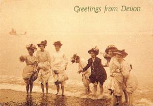 uk1895 greetings from devon real photo uk pin up costume reproduction