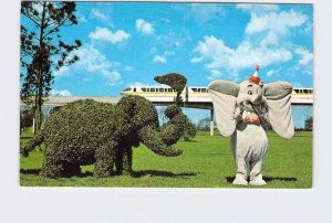 VINTAGE POSTCARD WALT DISNEY WORLD TOPIARY LANE DUMBO MONORAIL