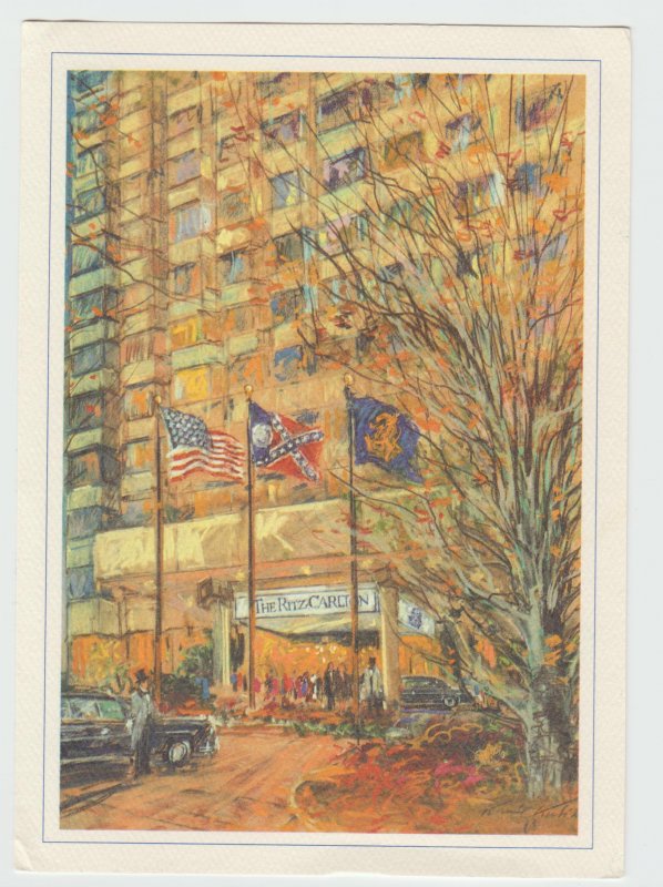 Vintage Ritz Carlton Atlanta Georgia KAMIL KUBIK Painting Postcard Signed