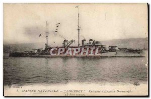 Postcard Old War Ship Courbet Breastplate Dreadnought squadron