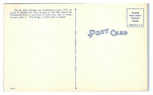 USS Portland passing under St. John's Bridge, Portland, OR Postcard *6L(2)19