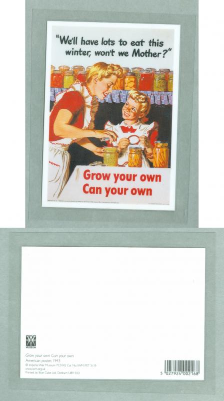 Poster,Reproduction Card. WWII. USA Grow Your Own,Can Your Own. 1943