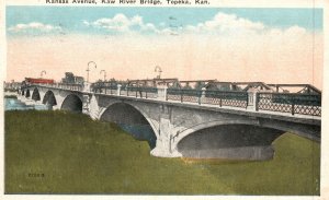 Vintage Postcard 1921 Kaw River Bridge Topeka Kan. Kansas Avenue KS