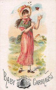Baby Carriages Sold by The Bee Hive, Early Trade Card, Size: 113 mm x 70 mm