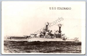 K50/ Interesting RPPC Postcard c1940 U.S.S. Colorado Battleship Navy 392