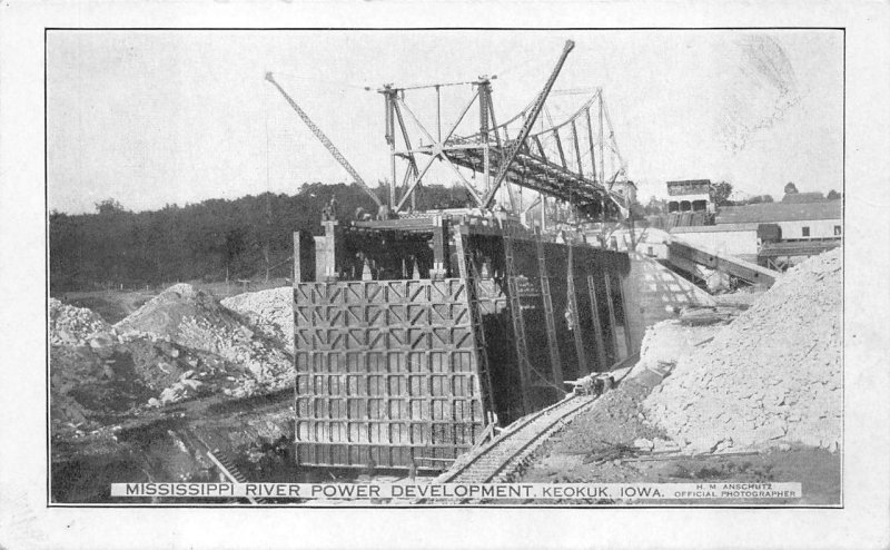 MISSISSIPPI RIVER POWER DEVELOPMENT KEOKUK IOWA POSTCARD (c. 1910)