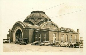 WA, Tacoma, Washington, Union Station, 1930's 40' Cars, Ellis 1215, RPPC