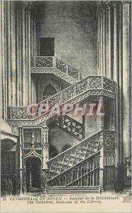 Postcard Old Cathedral of Rouen stairs to the library