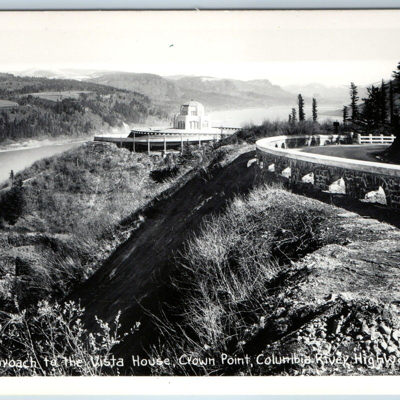 c1940s Corbett, Ore Vista House RPPC Crown Point Columbia River Hwy Sawyers A199