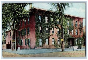 c1910 Yorick Club Building Entrance Door Roadside Lowell Massachusetts Postcard