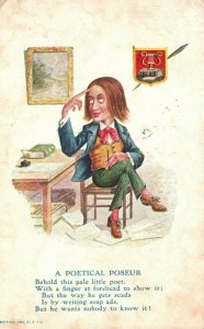 Vintage Postcard 1907 A Poetical Poseur Behold This Pale Little Poet