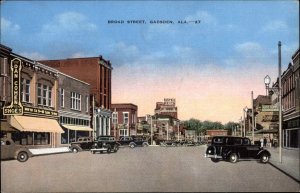 Gadsden Alabama AL Broad Street Scene Vintage Postcard