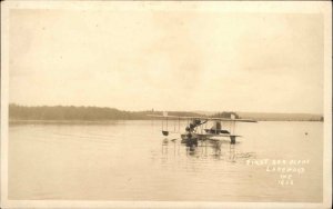 First Sea Plane Airplane Lakewood Maine Madison Area c1920 RPPC