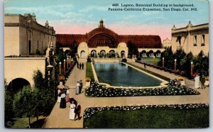 Panama-California 1915 Expo~Lagoon & Botanical Bldg In Background~Vtg Postcard
