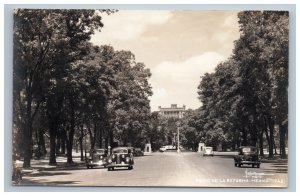 Paseo de la Reforma Mexico Real Photo Street Scene Cars Postcard RPPC Yanez