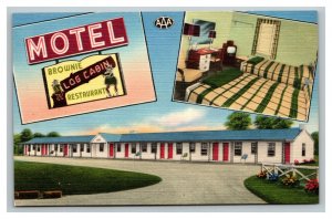 Vintage 1940's Postcard Brownie Motel & Restaurant US Route 1 Hickory Maryland