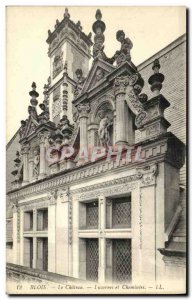 Old Postcard Blois Chateau skylights and Fireplaces