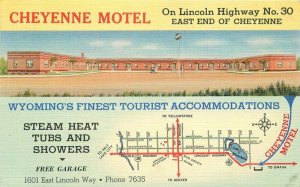 Cheyenne Motel roadside Wyoming Roadside Postcard Teich 20-1829