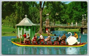 Boston Massachusetts~Swan Boats Seen @ Public Garden~PM 1967~Vintage Postcard
