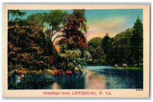 c1910's Greetings From Lewisburg West Virginia VA, Lake View Antique Postcard