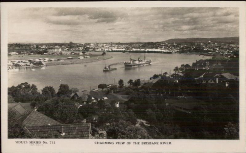 Brisbane Australia River View Real Photo Postcard