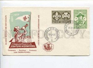 291458 BELGIUM 1957 First Day COVER Boy Scout lord Baden-Powell