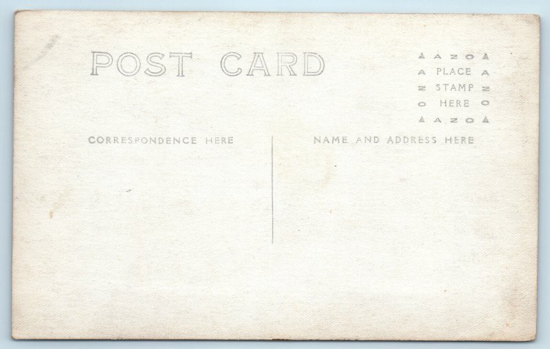 RPPC Grayling MI Baseball Sign Main Street Real Photo Postcard Michigan