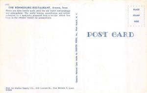 AMANA, IA Iowa  THE RONNEBURG RESTAURANT   Roadside  c1950's Chrome Postcard