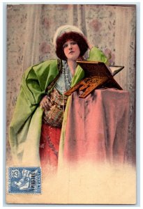 c1905 Wearing Necklace Long Dress Uruguay Piastre Antique Posted Postcard