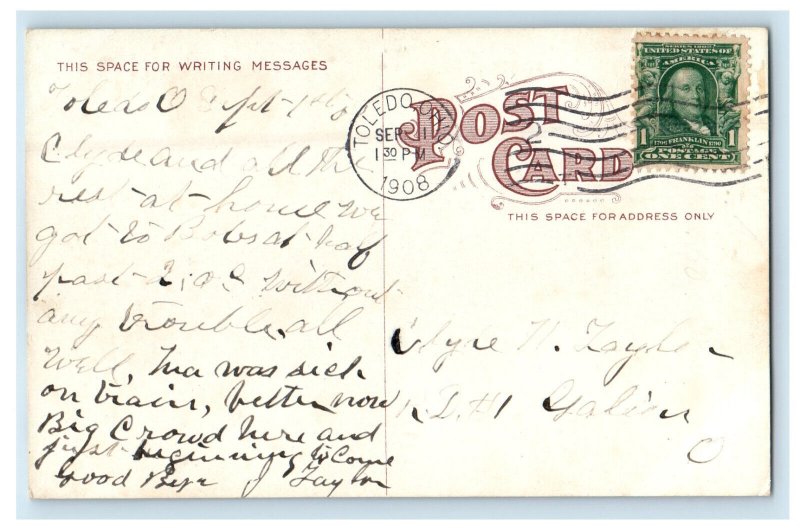 1908 St. Vincent's Hospital, Toledo Ohio OH Antique Posted Postcard 