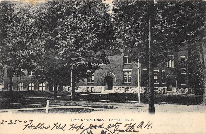 Cortland New York~State Normal School (University)~Unpaved Street~1907 Postcard