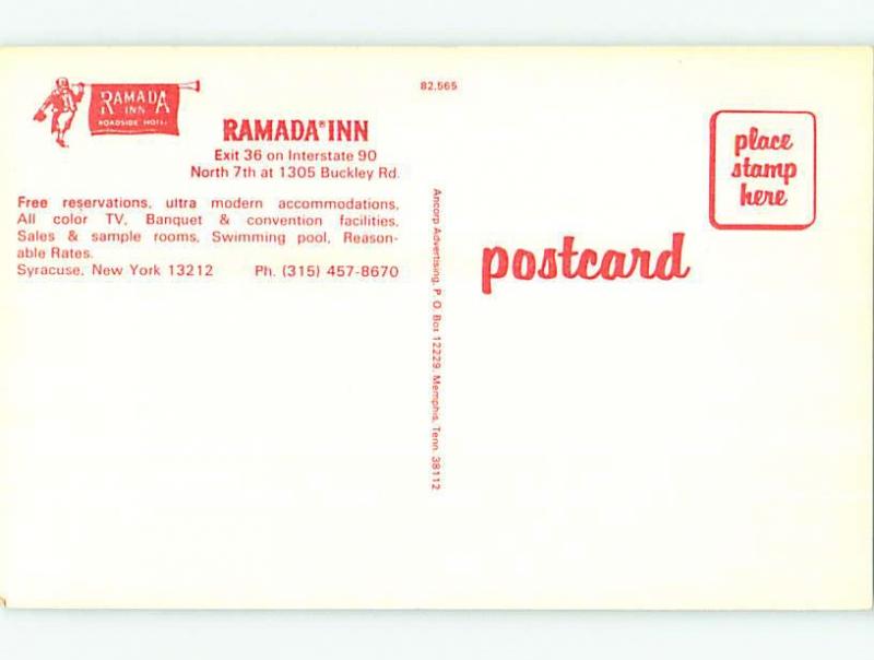 Unused Pre-1980 RAMADA INN MOTEL Syracuse New York NY u6476@