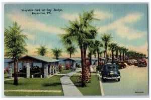1952 Wayside Park At Bay Bridge Classic Cars Picnic Pensacola Florida Postcard