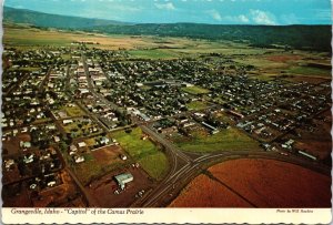 CONTINENTAL SIZE POSTCARD AERIAL VIEW OF GRANGEVILLE IDAHO CAMAS PRAIRIE