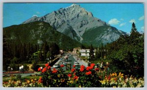 Main Street Banff & Cascade Mountain, Banff National Park Alberta, 1976 Postcard