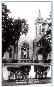 c1940's Methodist Church Marengo Illinois IL RPPC Photo Vintage Postcard