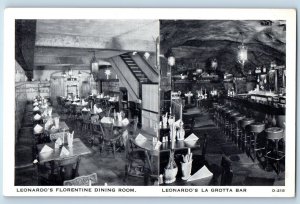 1940 Buffalo New York NY Postcard Leonardo Florentine Dining Room La Grotta Bar